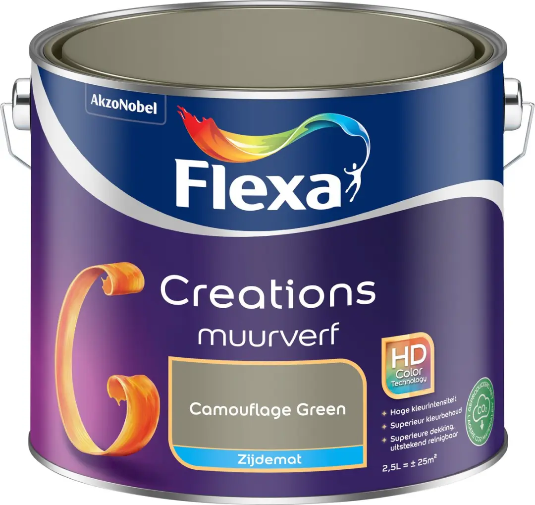 Flexa Creations Muurverf Zijdemat Camouflage Green 2,5L