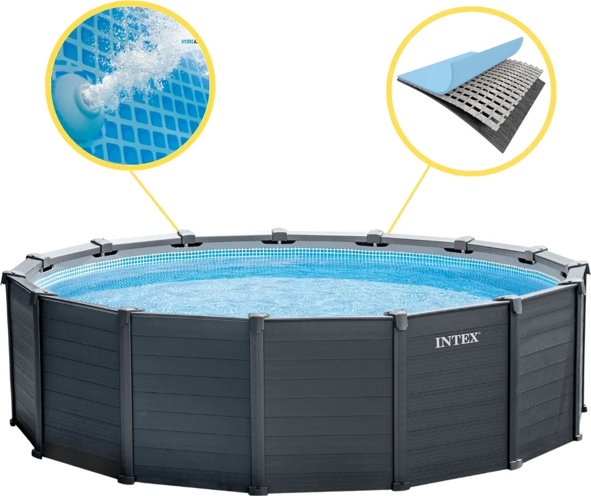Intex Graphite Gray Panel Zwembad 478x124cm - 16.805L - 26384GS