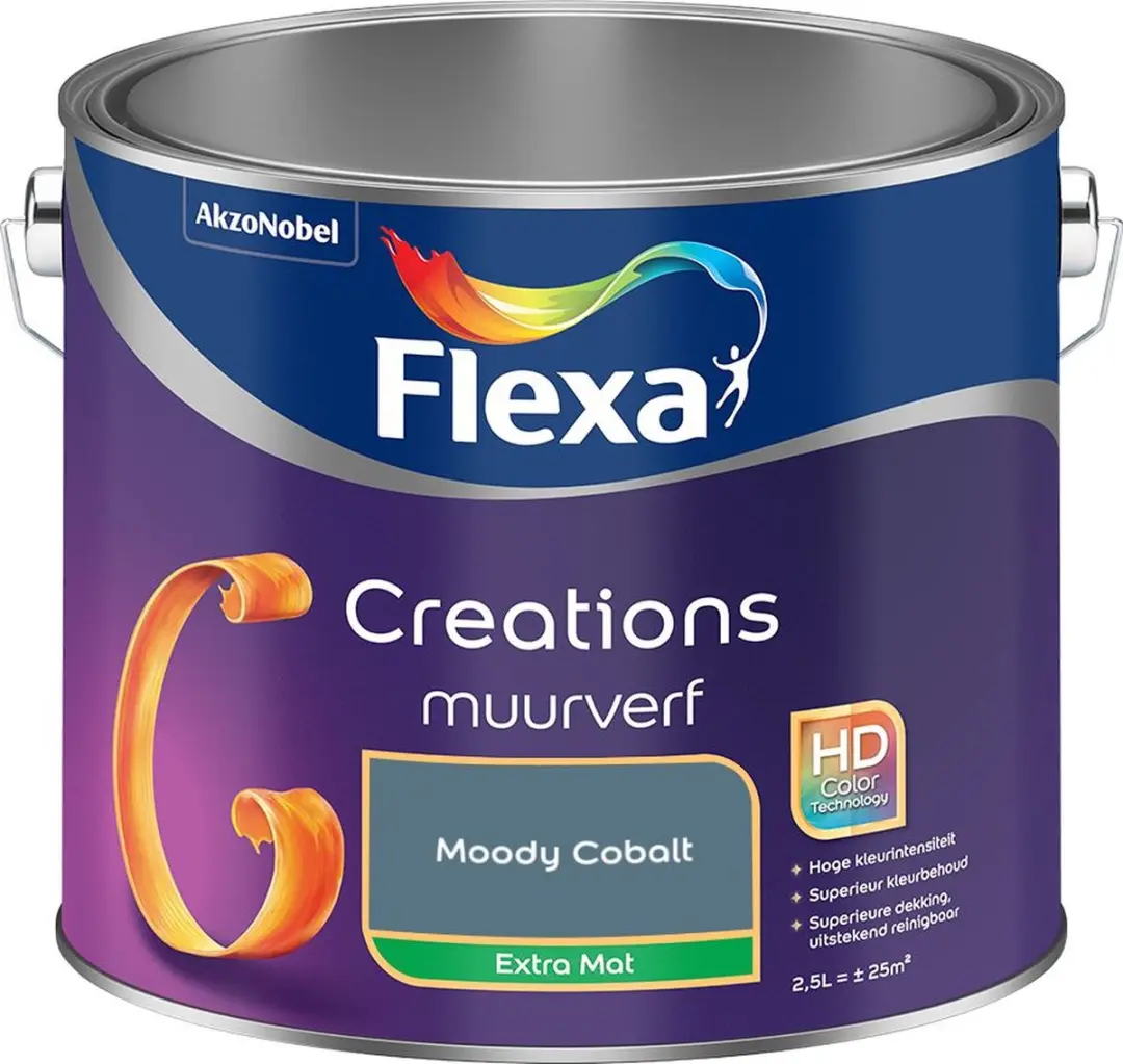 Flexa Creations Muurverf Extra Mat Moody Cobalt 2,5L