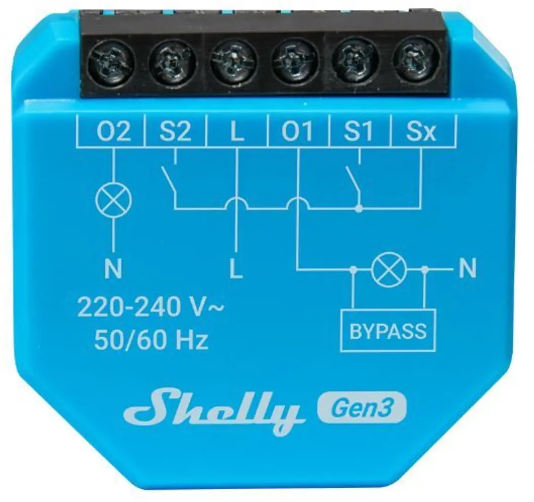 Shelly 2L Gen3 Wifi & Bluetooth Relais 700W - Blauw
