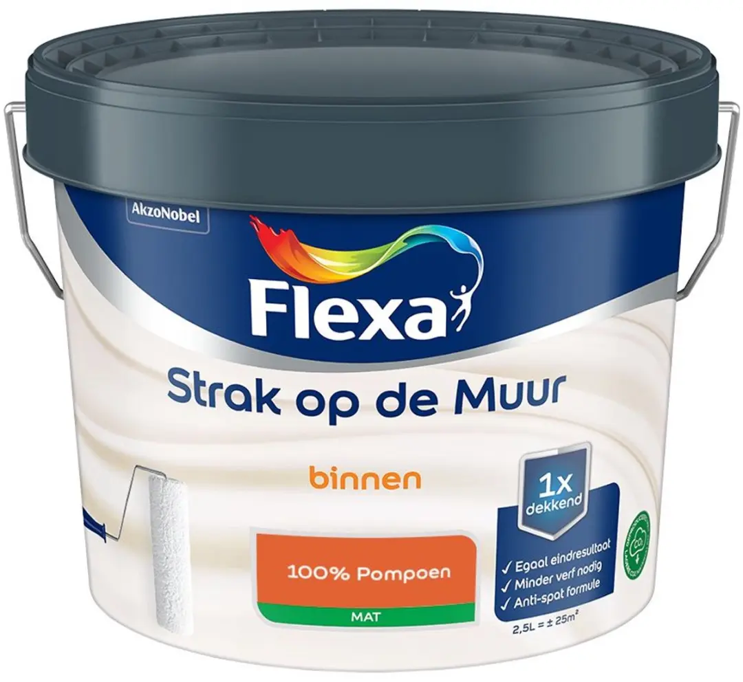 Flexa Strak Op De Muur Binnen Mat Mengverf 100% Pompoen 2,5L