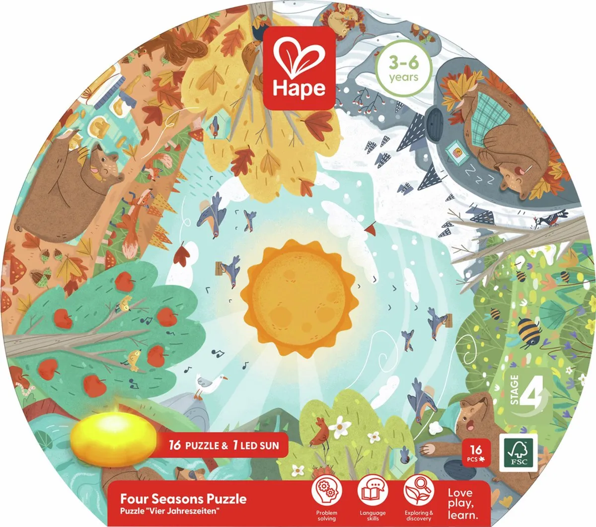 Hape Vier Seizoenen Puzzel 17 Stuks - E1636