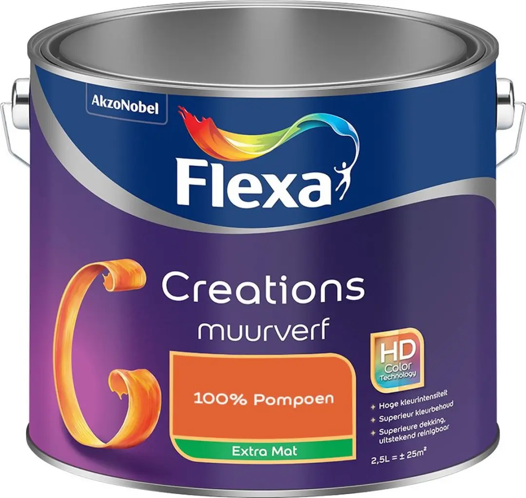 Flexa Creations Muurverf Extra Mat 100% Pompoen 2,5L