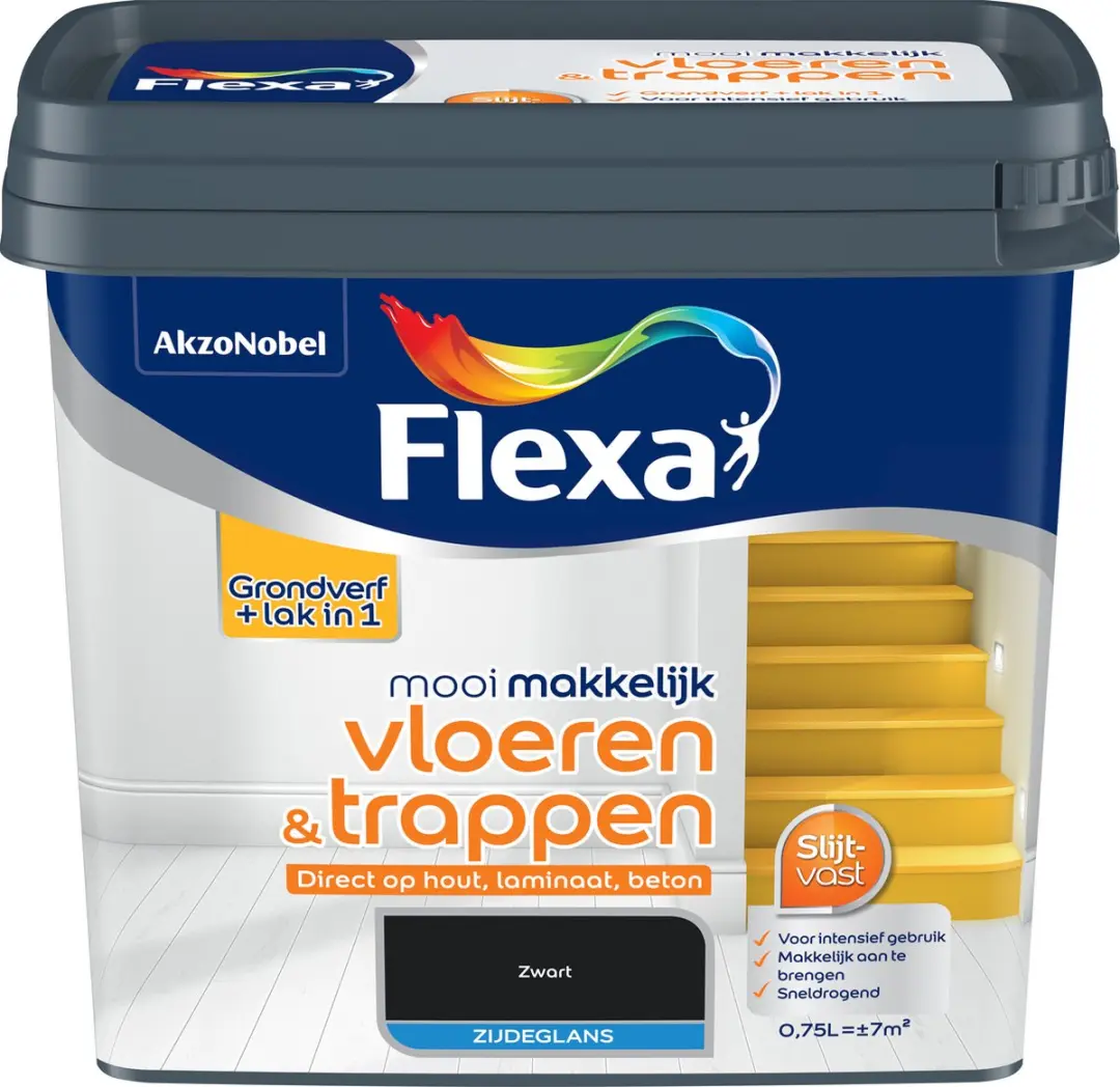 Flexa Zijdeglans Lak Zwart 750ml