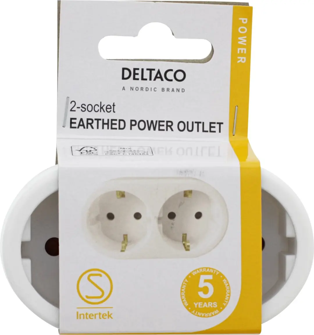 Deltaco Geaard Stopcontact 2x - Wit
