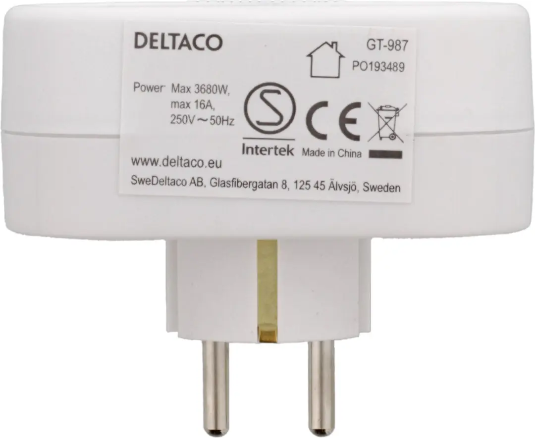 Deltaco Geaard Stopcontact 2x - Wit - afbeelding 6 van 6