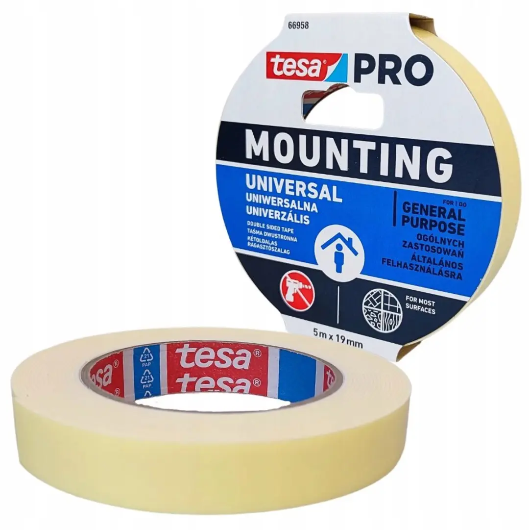 Tesa Dubbelzijdige Montagetape 19mm x 5m - Wit