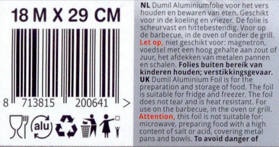 Dumil Aluminiumfolie 18m