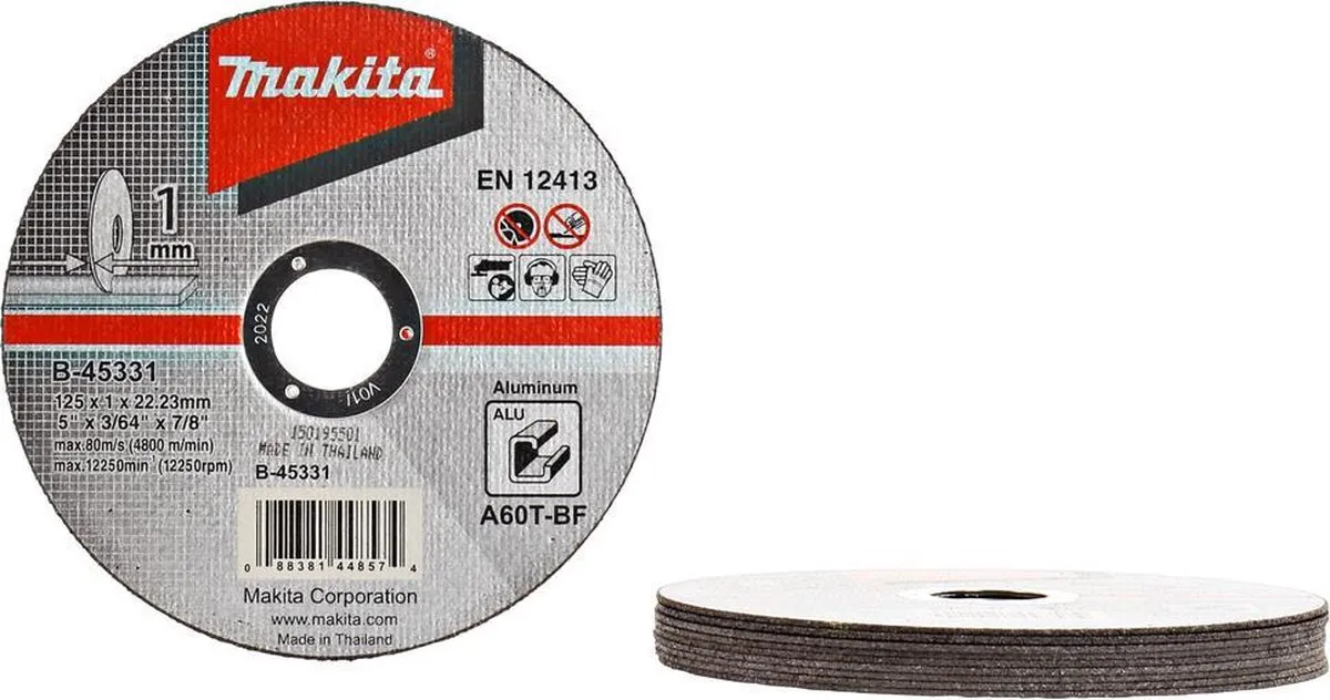 Makita B-45331 Doorslijpschijf 125x22,23x1,0mm - Aluminium