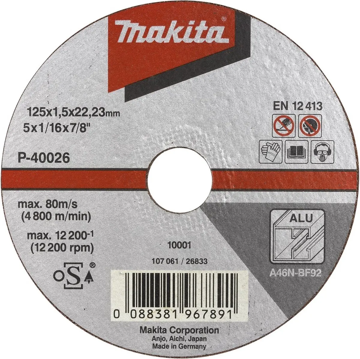 Makita B-45331 Doorslijpschijf 125x22,23x1,0mm - Aluminium