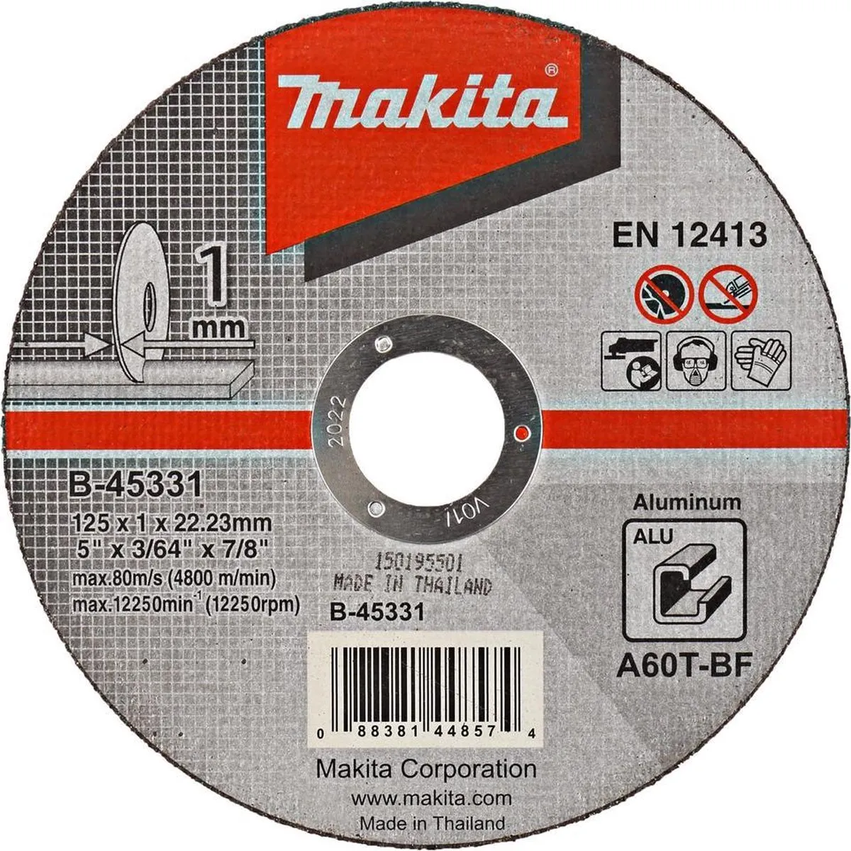 Makita B-45331 Doorslijpschijf 125x22,23x1,0mm