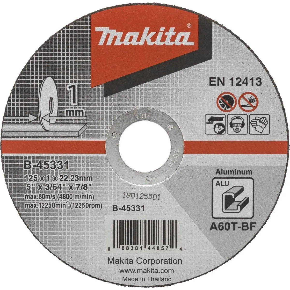 Makita B-45331 Doorslijpschijf 125x22,23x1,0mm - Aluminium