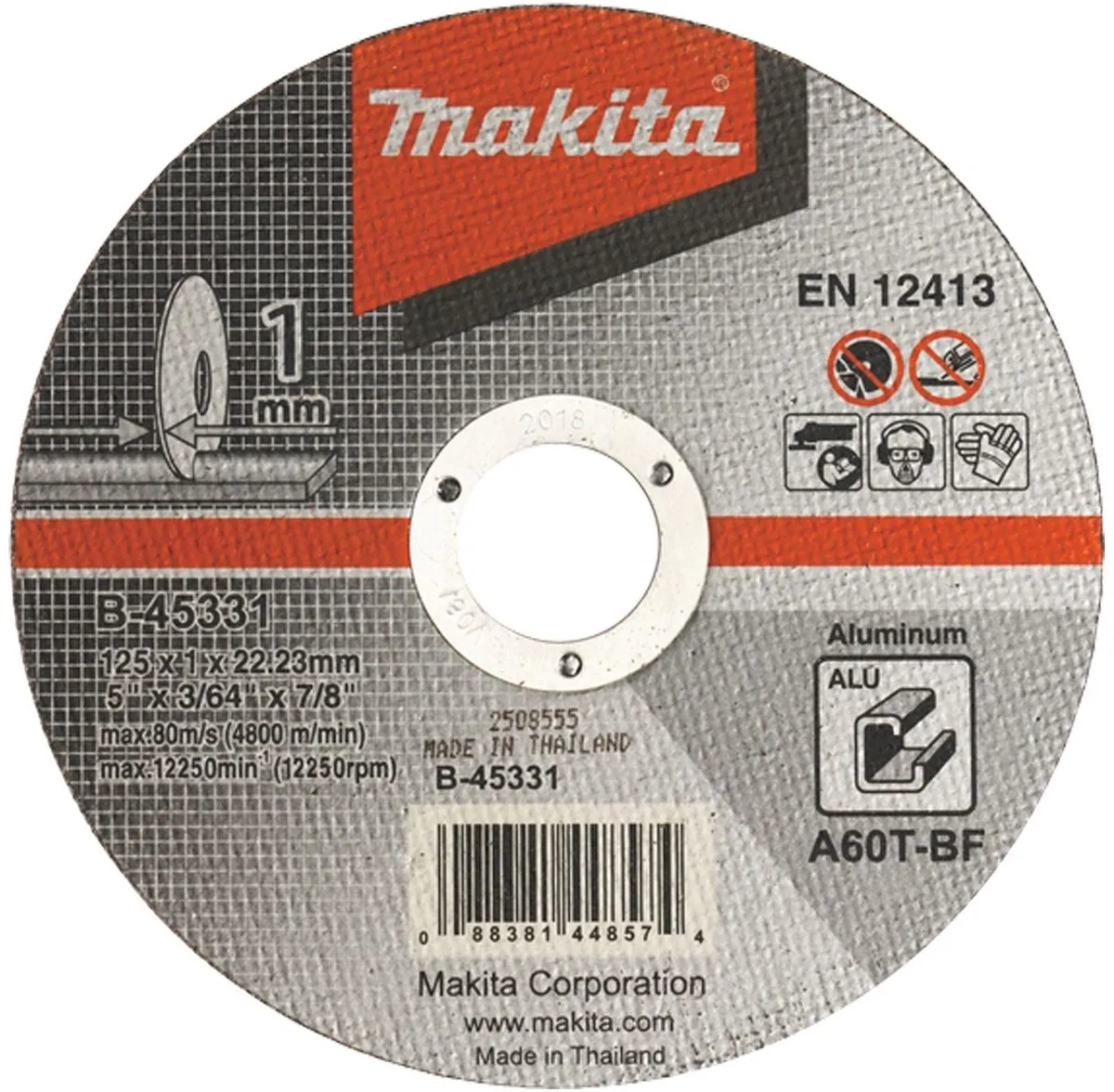 Makita B-45331 Doorslijpschijf 125x22,23x1,0mm - Aluminium - afbeelding 6 van 6