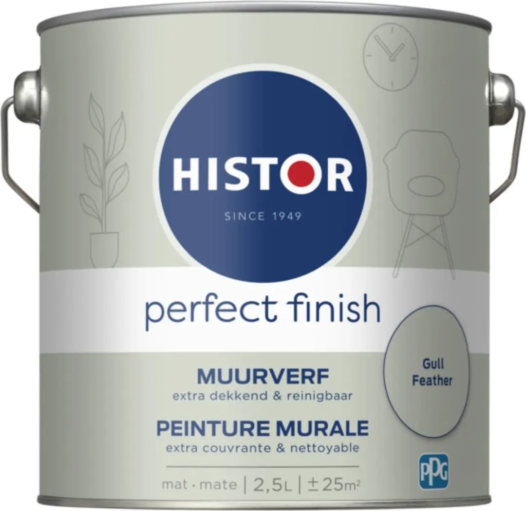 Histor Perfect Finish Muurverf Mat Lightgrijs 2.5L