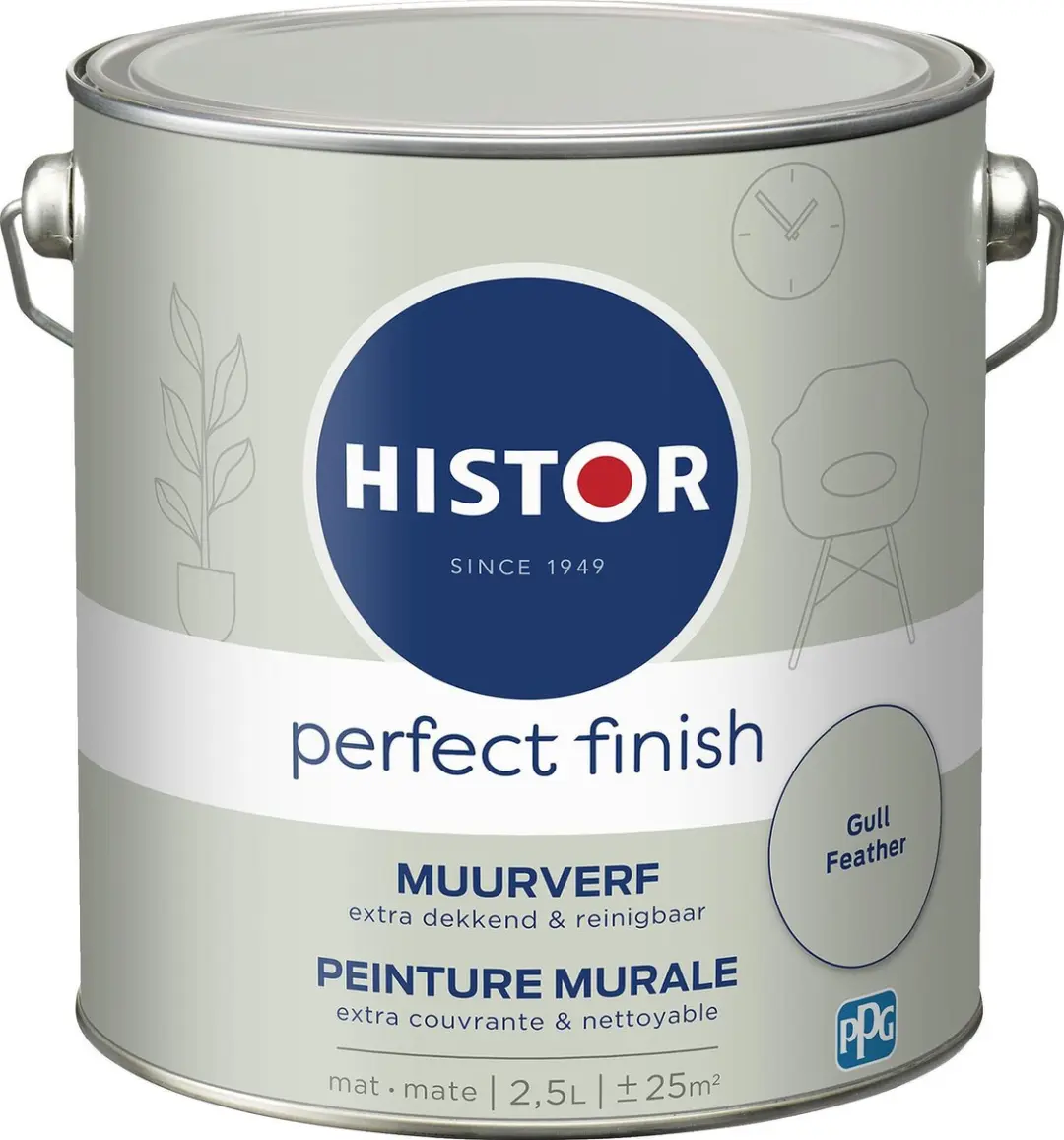 Histor Perfect Finish Muurverf Mat Lightgrijs 2.5L