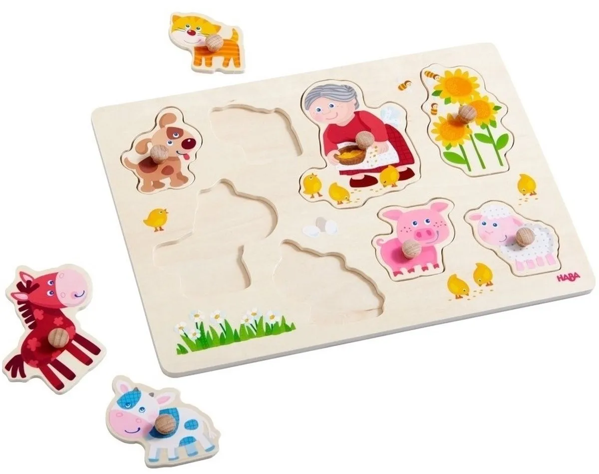 Haba Oma Linda’s Dieren Vormenpuzzel 8 Stuks - Meerkleurig