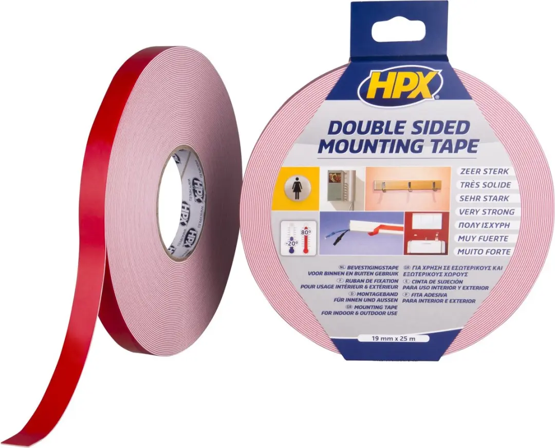 HPX Spiegelbevestigingstape 19mm x 25m - Wit