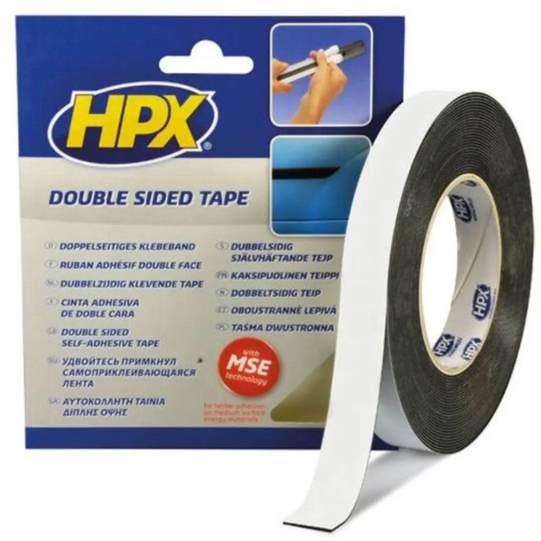 HPX Dubbelzijdige PE Bevestigingstape 19mm x 10m - Zwart