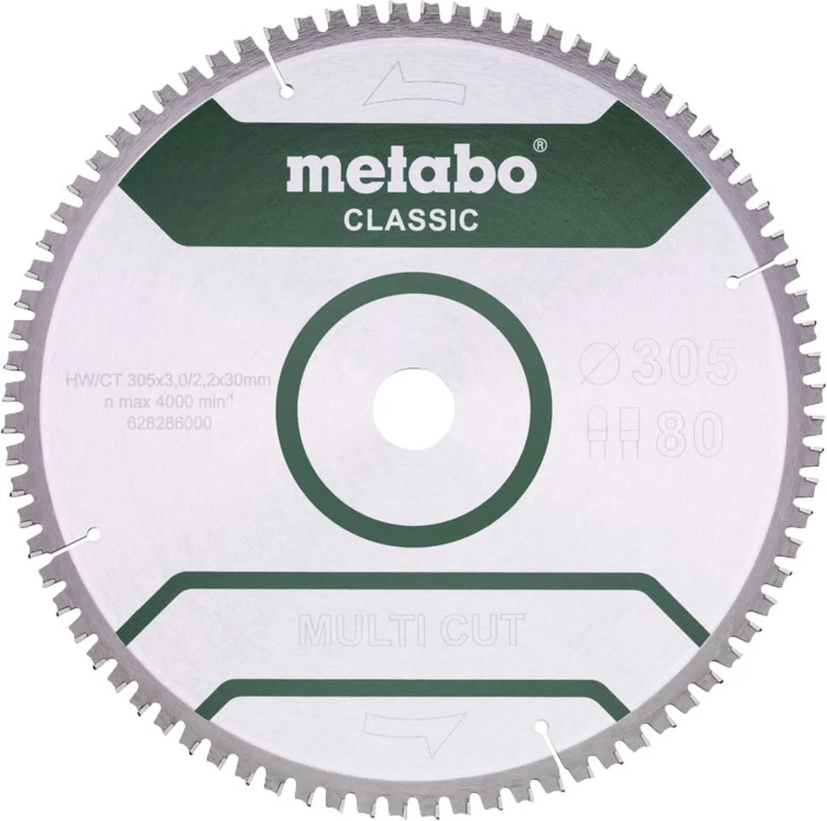 Metabo MULTI CUT CLASSIC 628286000 Cirkelzaagblad 305x30x2.2mm - 80 Tanden - Metaal