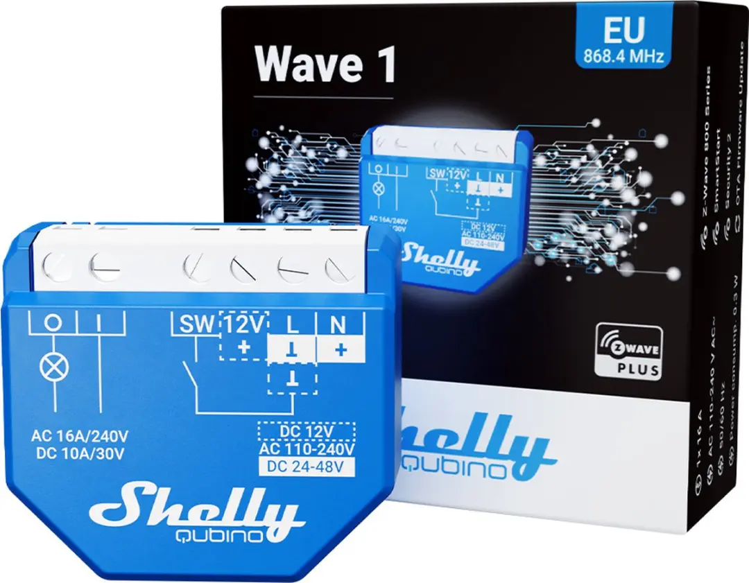 Shelly Qubino Wave 1 Schakelactor Z-Wave - Blauw