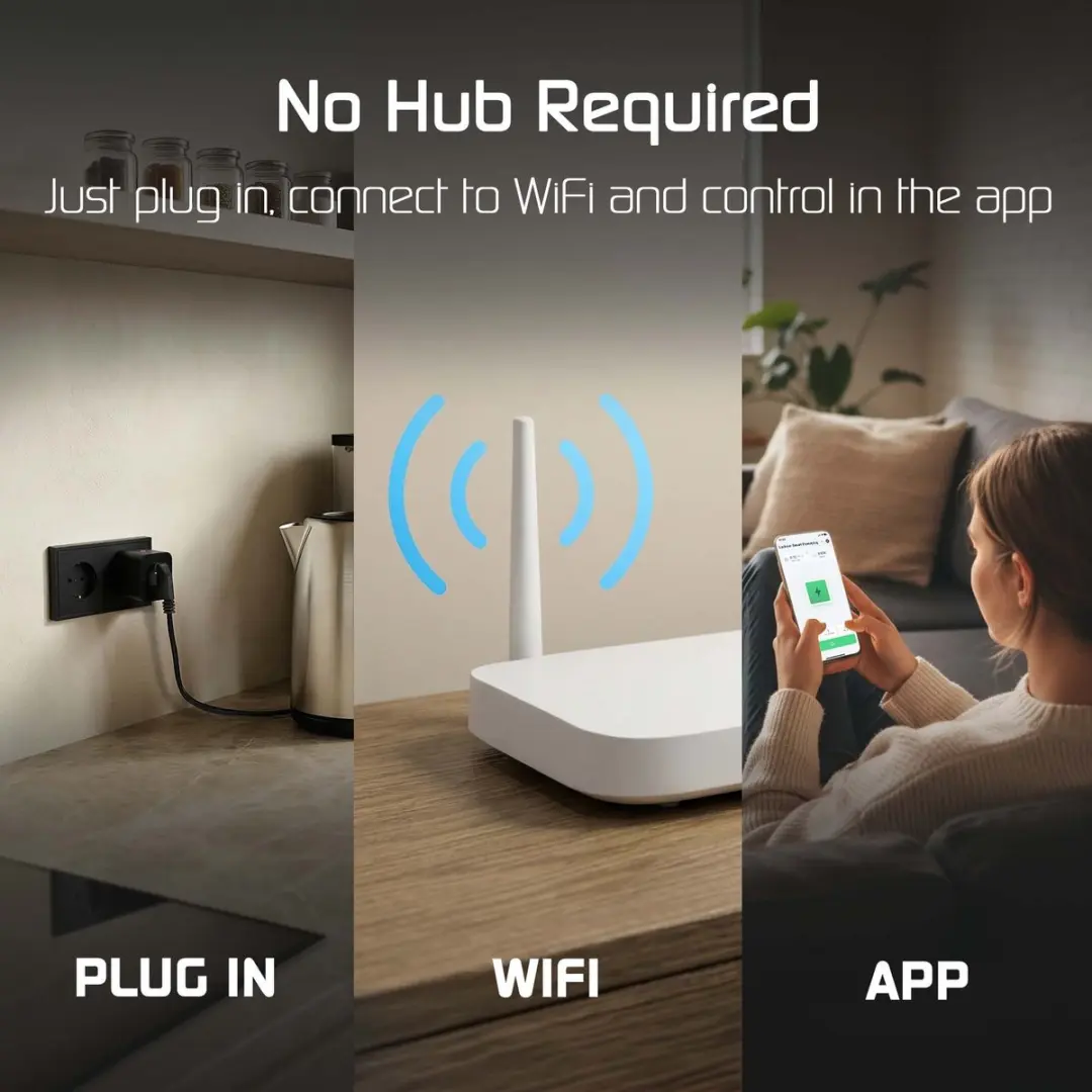 Ledvion Slimme Stekker WiFi 16A - Energiemeter - Zwart