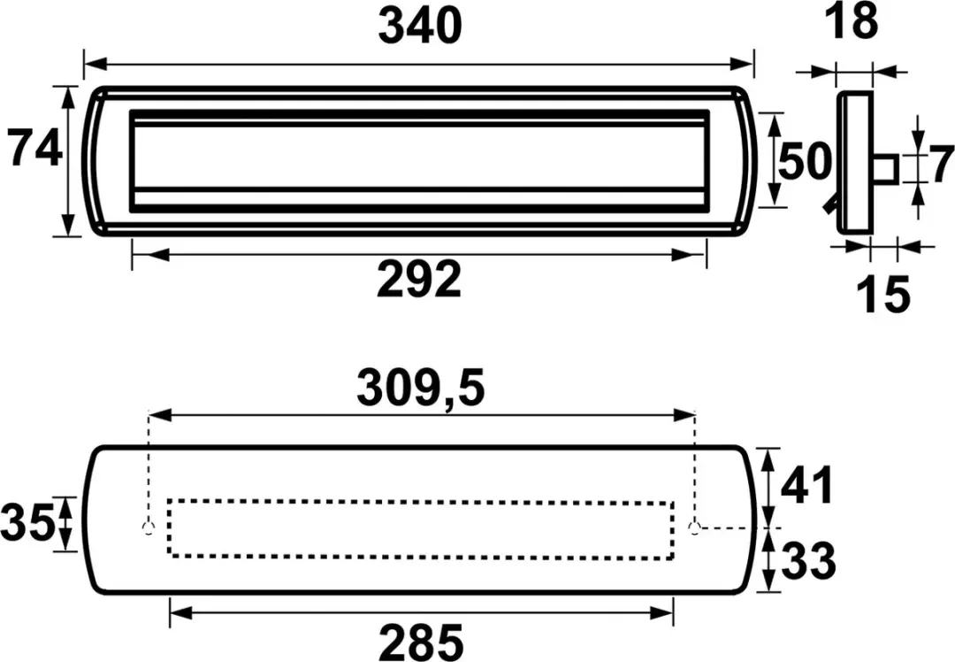 Axa Curve Plus Brievenbusbriefplaat Aluminium 340x74mm