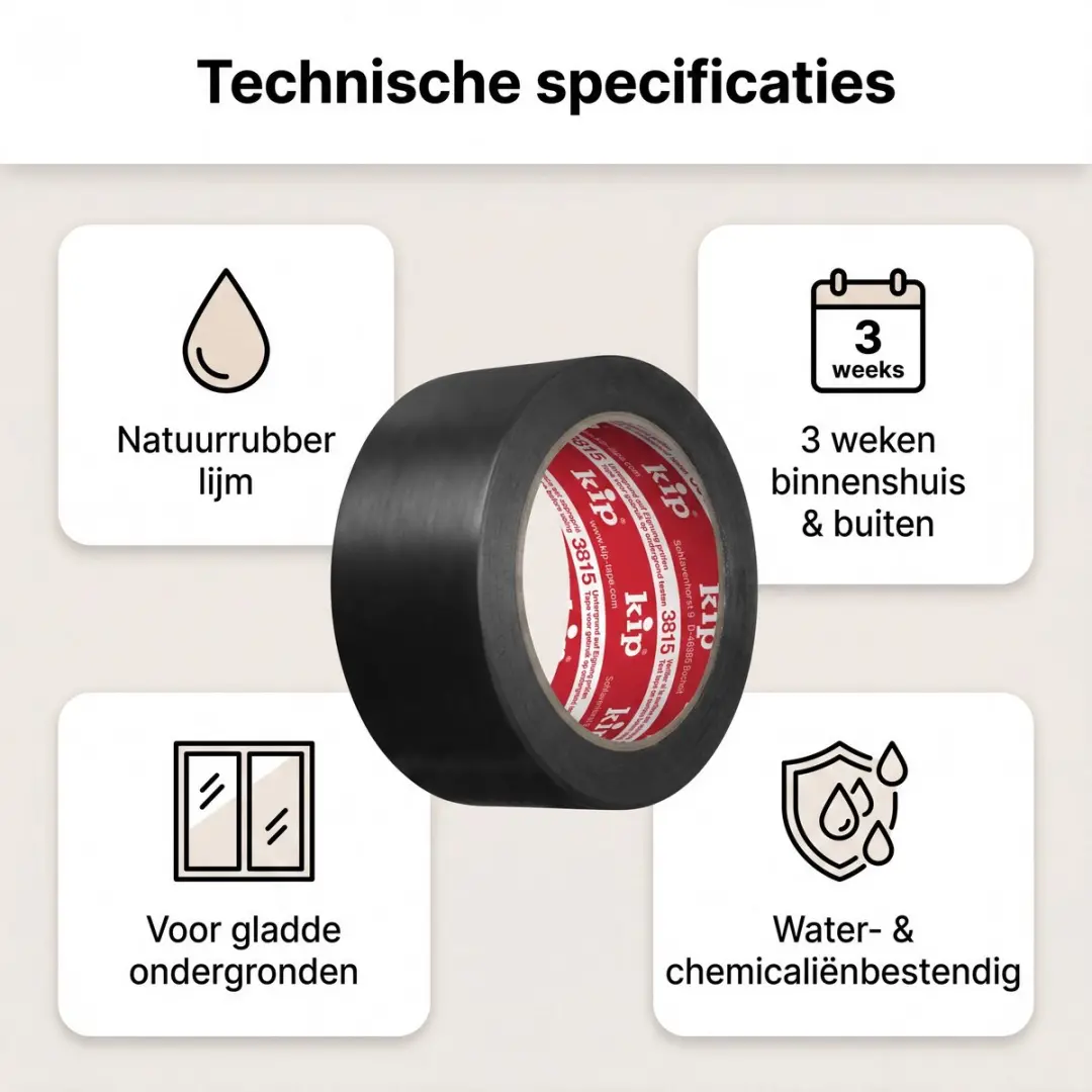 Kip 3815-85 PVC Beschermtape 50mm x 33m - Zwart