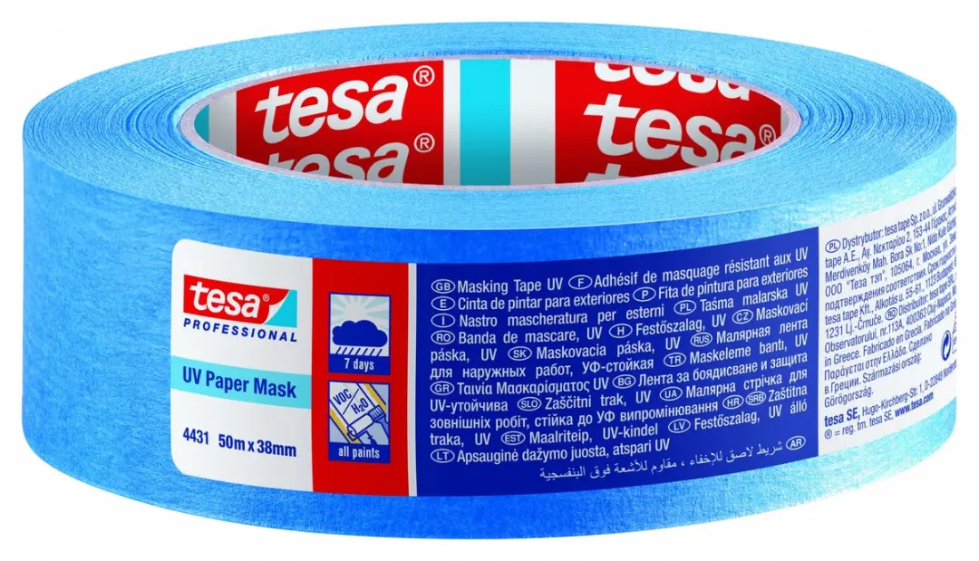 Tesa UV Afplaktape Papier 38mm x 50m - Blauw