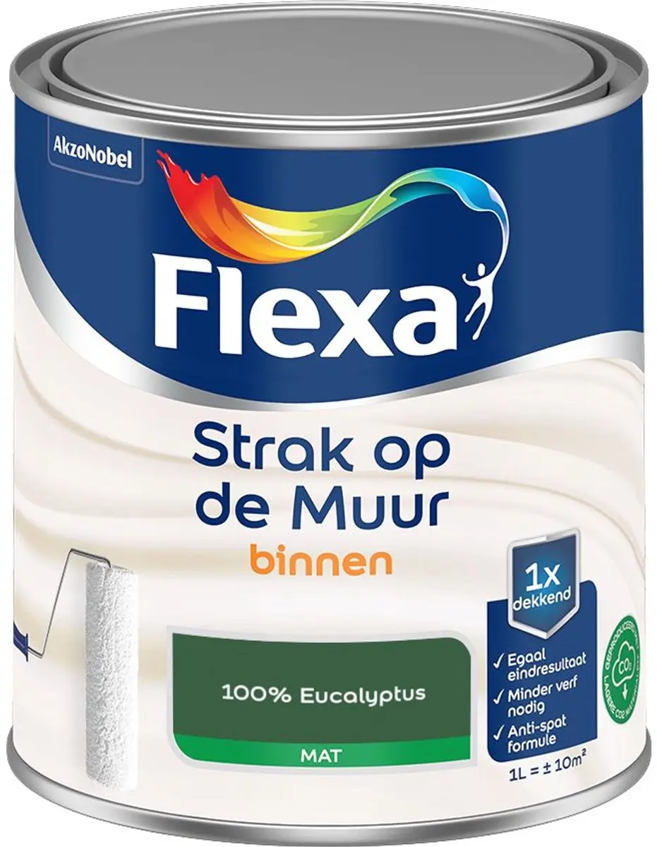 Flexa Strak Op De Muur Binnen Mat Mengverf 100% Eucalyptus 1L