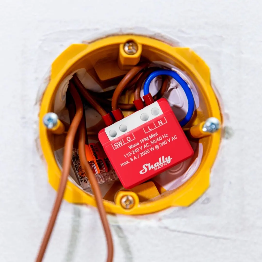 Shelly Qubino Wave 1PM Mini Z-Wave Schakel-meetactor - Rood