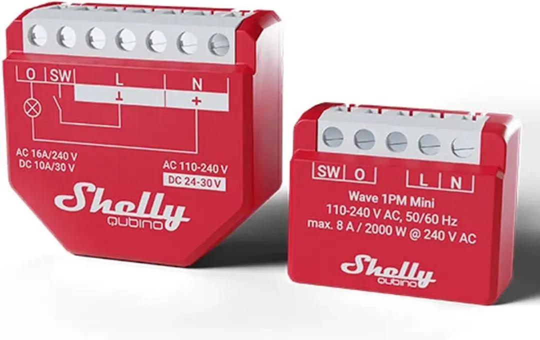 Shelly Qubino Wave 1PM Mini Z-Wave Schakel-meetactor - Rood - afbeelding 6 van 6