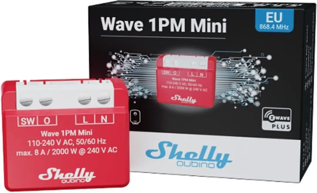 Shelly Qubino Wave 1PM Mini Z-Wave Schakel-meetactor