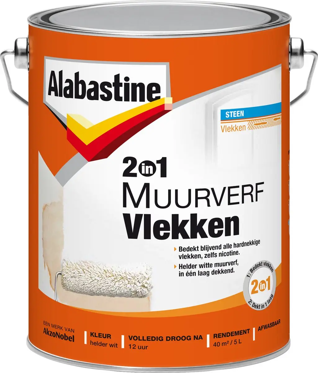 Alabastine 2-in-1 Muurverf Vlekken 5L - Wit