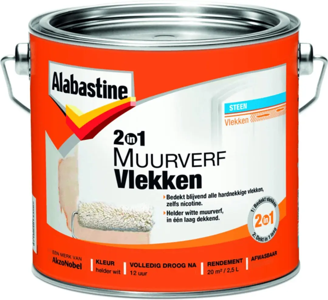 Alabastine 2-in-1 Muurverf Vlekken 5L - Wit