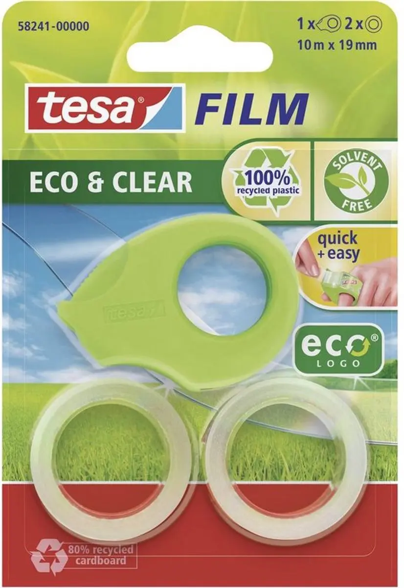 Tesa tesafilm ecoLogo Lichtgroen 19mm x 10m - Minidispenser