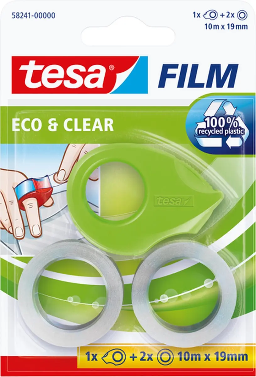 Tesa tesafilm ecoLogo Lichtgroen 19mm x 10m - Minidispenser