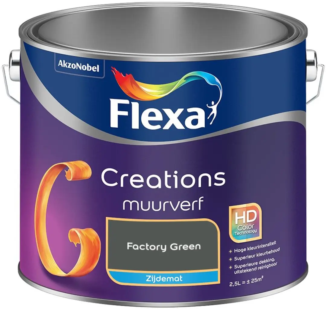 Flexa Creations Muurverf Zijdemat Factory Green 2,5L