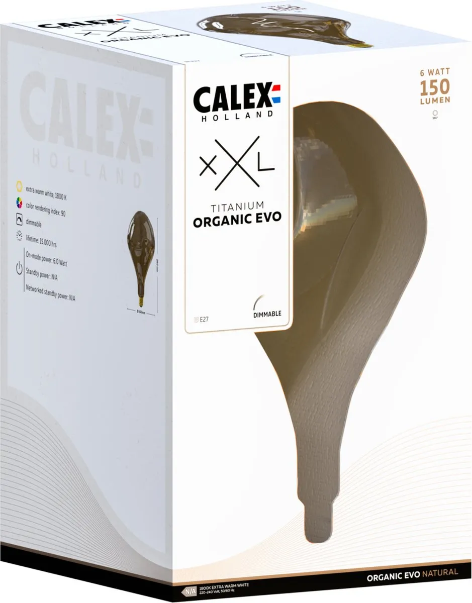 Calex Organic Evo XXL LED Lamp E27 - 6W 1800K Warm Wit - Amber
