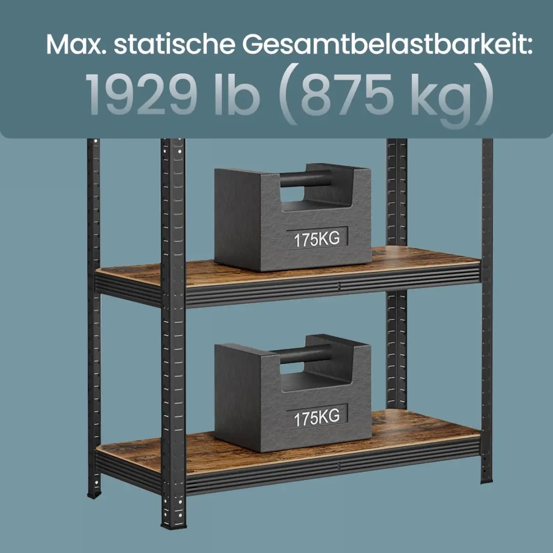 Songmics 5-laags Stellingkast - 650 kg - Zilver/Grijs & Zwart/Roodbruin - afbeelding 3 van 6