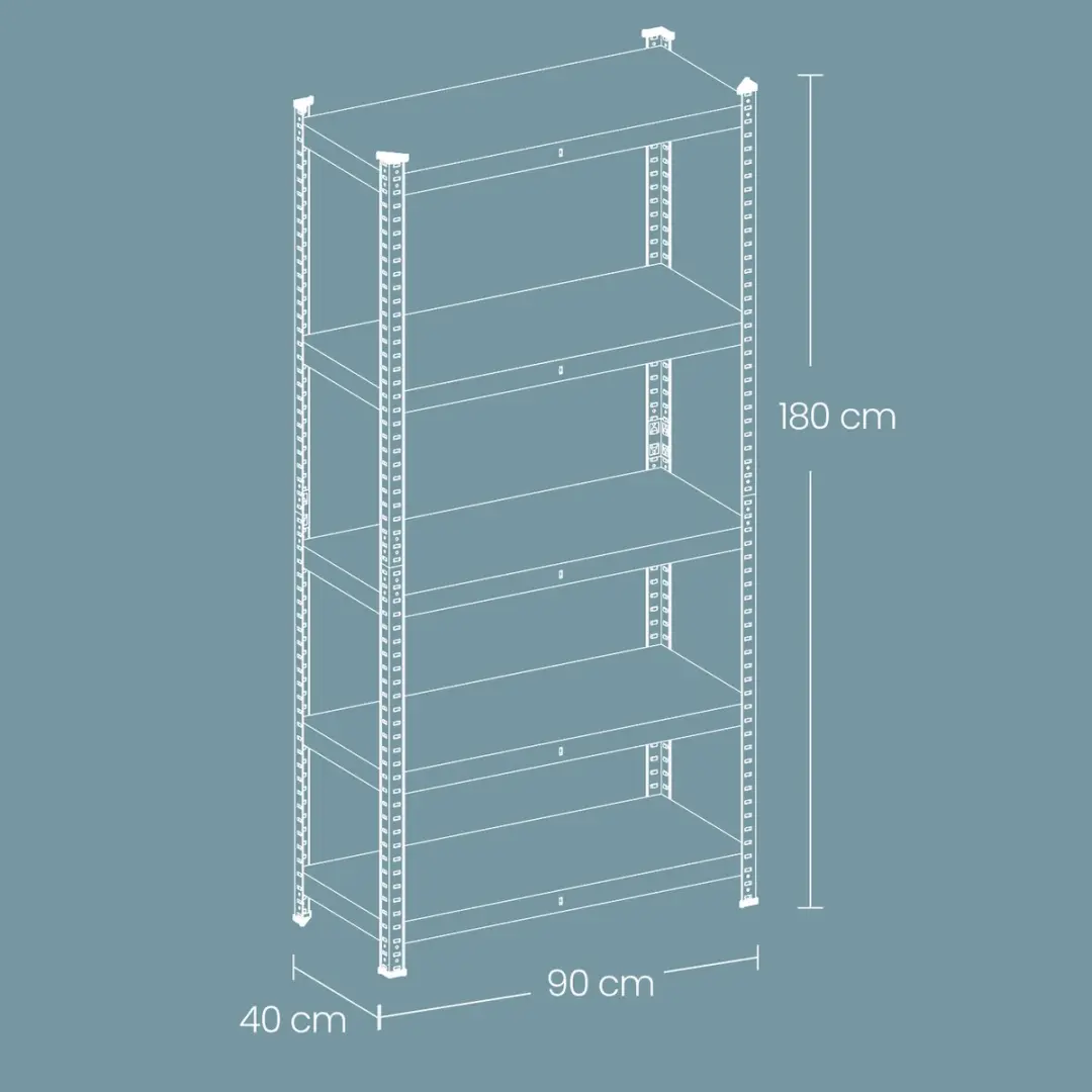 Songmics 5-laags Stellingkast - 650 kg - Zilver/Grijs & Zwart/Roodbruin - afbeelding 5 van 6