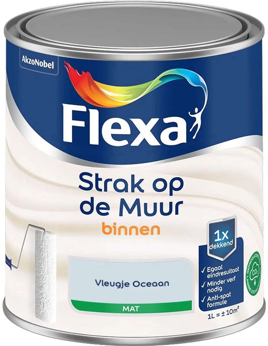 Flexa Strak Op De Muur Binnenverf Vleugje Oceaan 1L