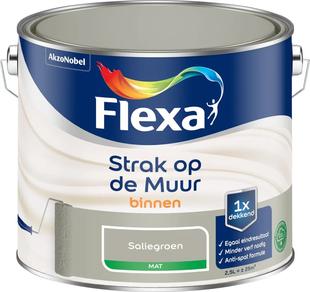 Flexa Strak op de Muur Binnen Mat Saliegroen 2,5L