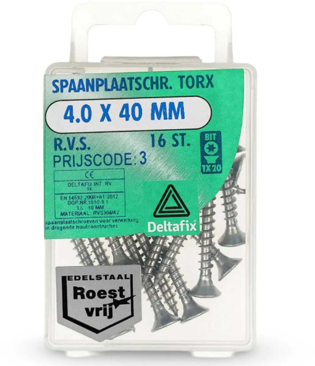Deltafix Torx 3.5x20mm RVS Schroeven - 100 Stuks