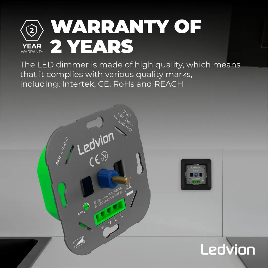 LEDVION LED Dimmer 5-600W - Universeel - Zwart