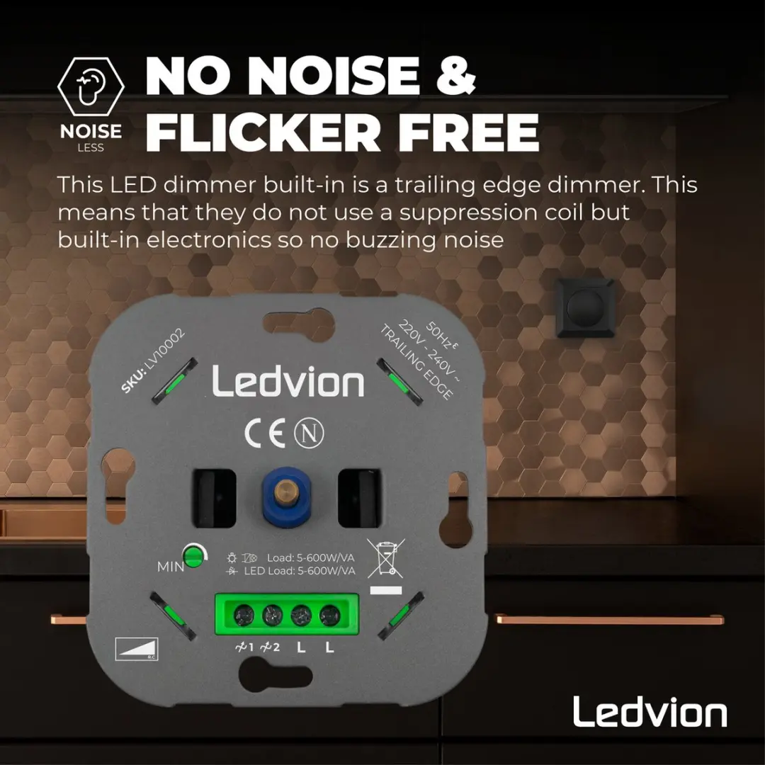 LEDVION LED Dimmer 5-600W - Universeel - Zwart