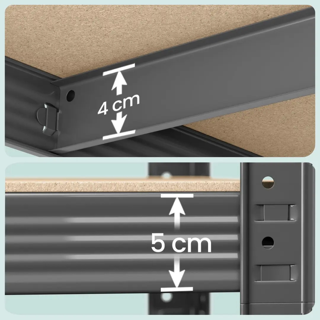 Songmics Stellingkast 5-Laags - 650 kg Greige-Zwart - afbeelding 6 van 6