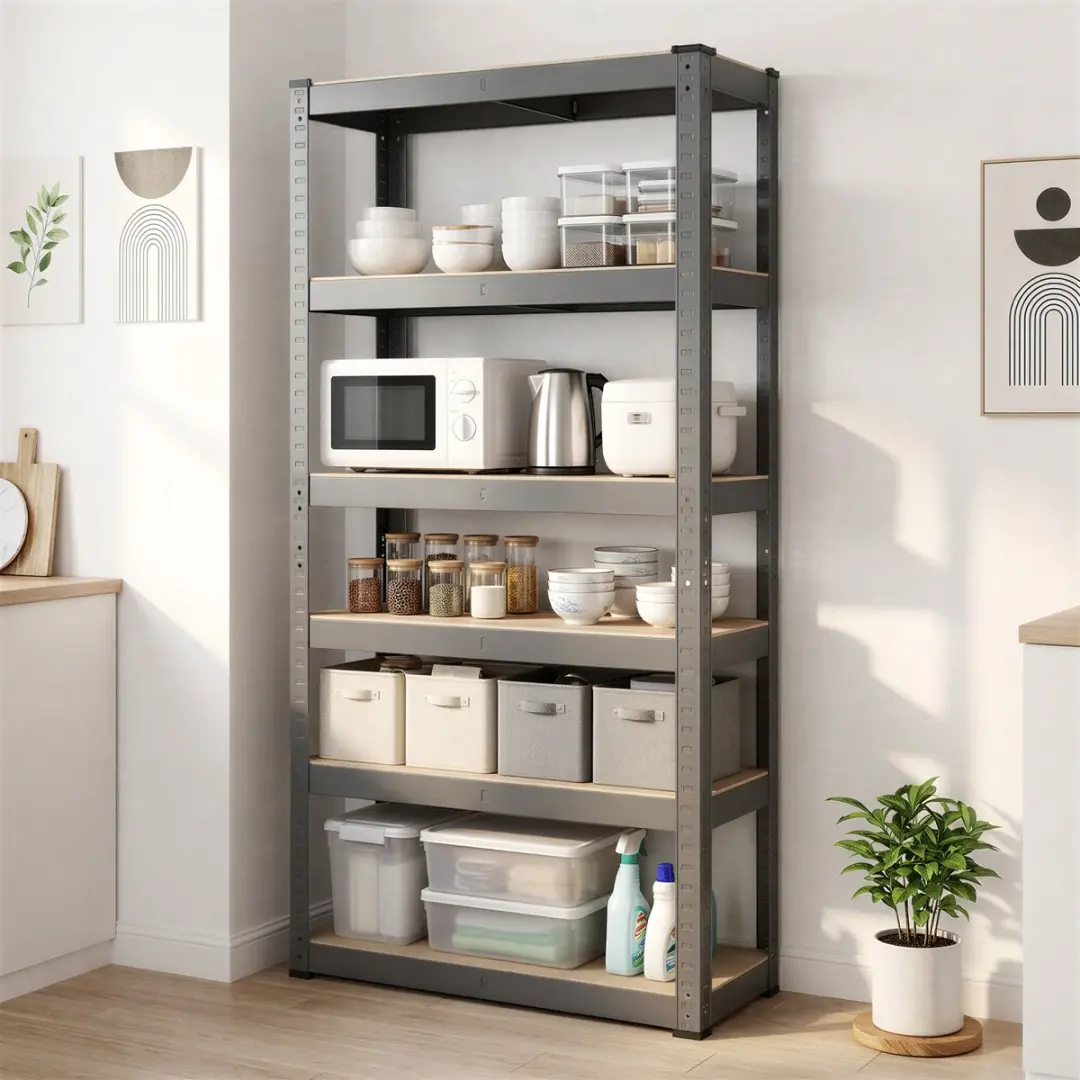 Songmics Stellingkast 5-Laags - 650 kg Greige-Zwart - afbeelding 3 van 6