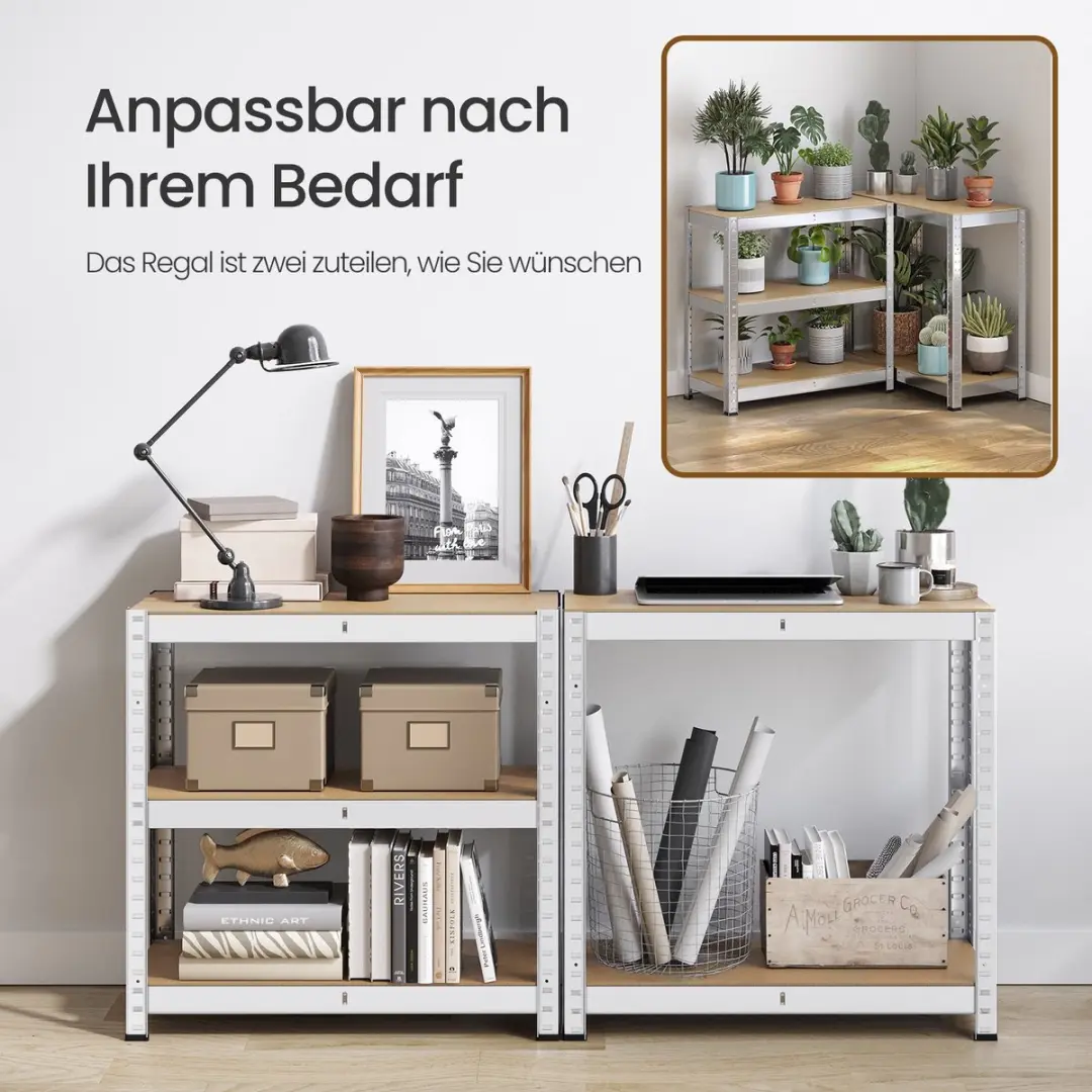 Songmics Stellingkast 150cm - 30x75x150cm - 130kg per plank - Zilver - afbeelding 4 van 5