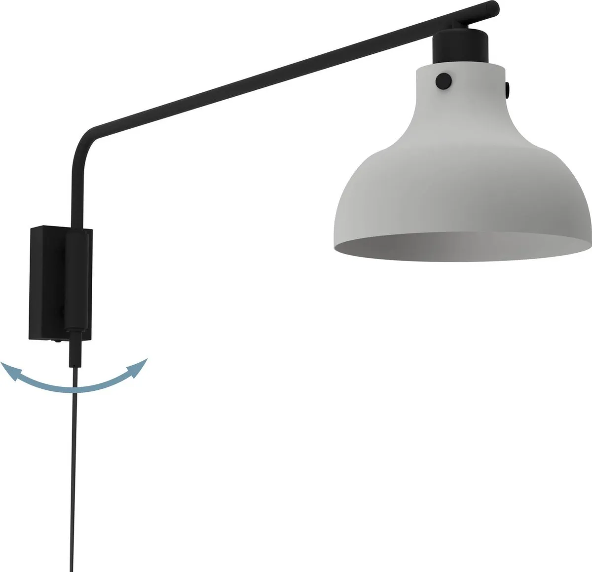 Eglo Matlock Wandlamp E27 - 20cm - Grijs/Zwart