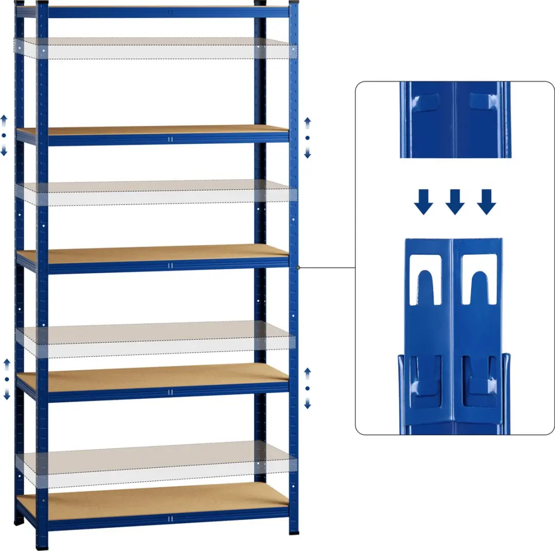 Monzana Metalen Opbergrek 5 Planken - 180x90x40cm - Blauw
